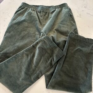 VTG Appleseed's Wide Cordoroys Dark Green Elastic Waist Women's 12P Soft Comfort